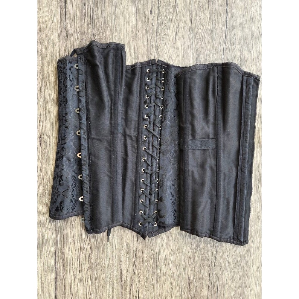 Charmian Black Brocade Underbust Corset 7XL Plus Size Goth Victorian Romantic - Picture 5 of 10